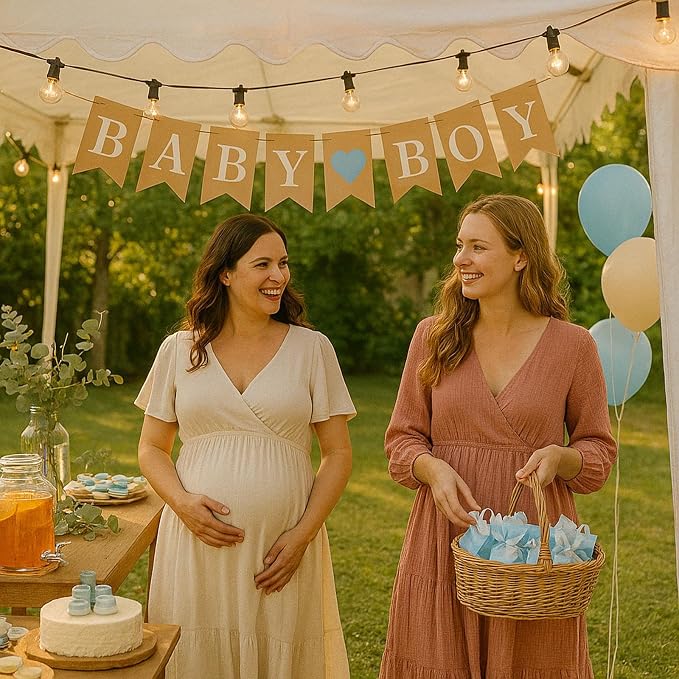 Baby Boy Banner for Party Decorations – It’s a Boy Sign, Rustic Garland - Image 5