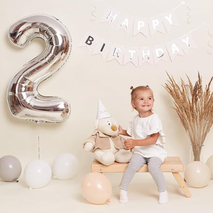 Silver Number 2 Balloon, 40 Inch Large Number Foil Mylar Balloons - Image 4