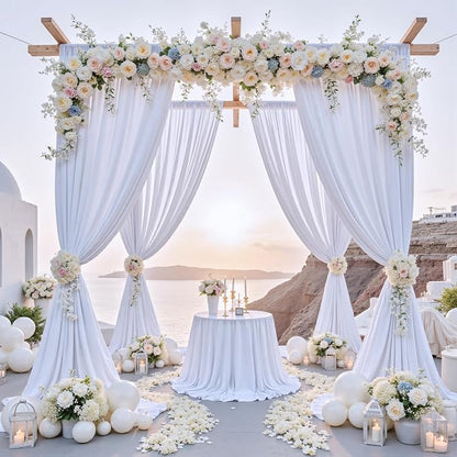 60 ft x 10 ft Wrinkle Free White Backdrop Curtain - Image 2
