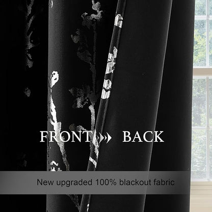 NICETOWN 100% Black Out Curtains 63 inch Long 2 Panels, Grommet Branch Pattern - Image 5