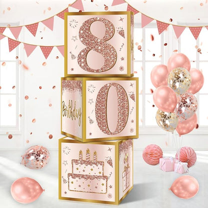 Guiruiy 3Pcs 80th Birthday Decorations Balloon Gift Boxes by Guiruiy