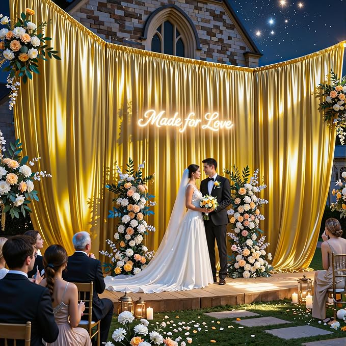 30x10ft Dark Gold Glitter Backdrop Curtain - Image 2