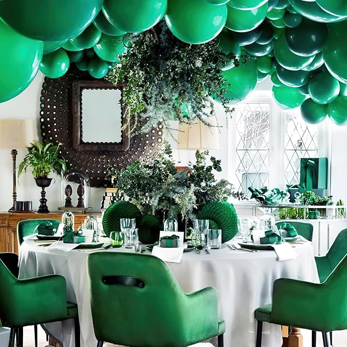 PartyWoo Pearl Dark Green Balloons 50pcs Pearl Emerald Hunter Forest Green | 12 - Image 7