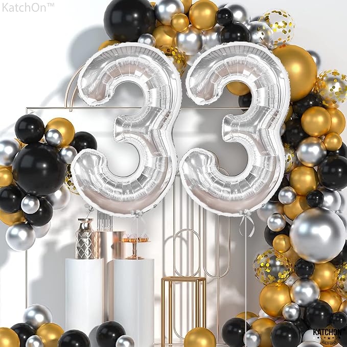 KatchOn 33 Balloon Numbers Silver 40 Inch, 33 Birthday Decorations | 33 number - Image 2