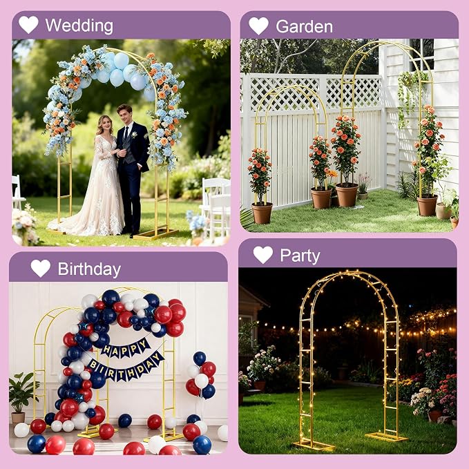 2 Pack Metal Wedding Arch Backdrop Stand - Image 6