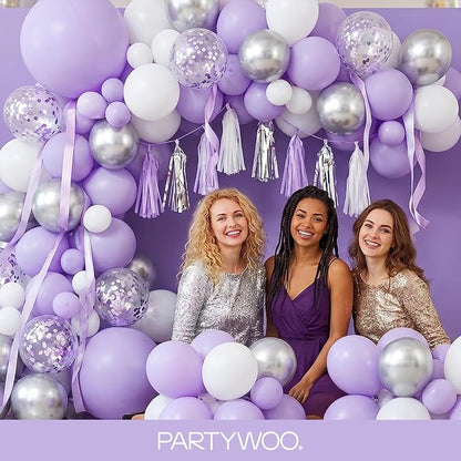 PartyWoo Lavender Balloons 155pcs Light Pastel Purple Lilac Color | 18 12 10 5 - Image 5