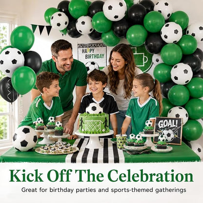 Football Balloons, 12 Inch Green Black White Latex Soccer Printed Balloons - Image 6