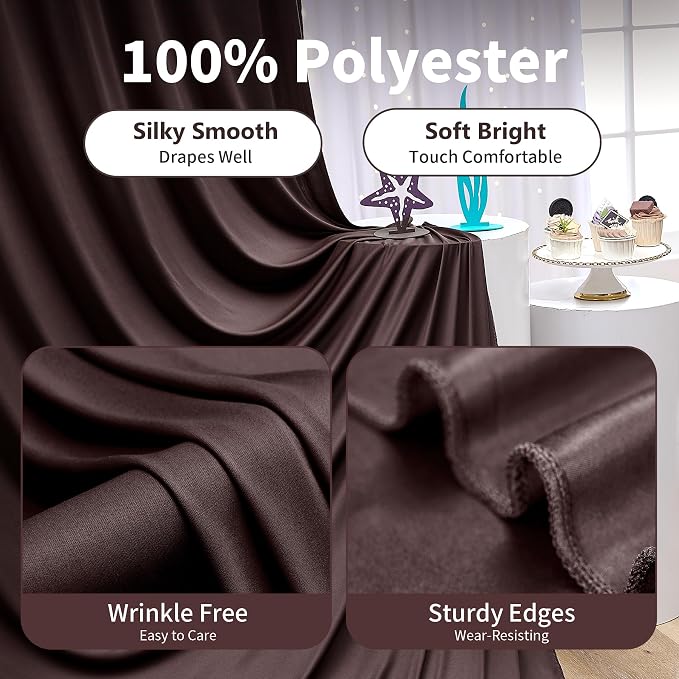 50×12ft Wrinkle Free Brown Backdrop Curtain - Image 3