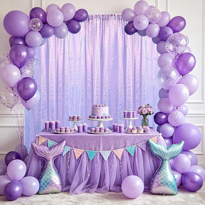 4×8FT-2PCS Mermaid Purple Sequin Backdrop Curtains Panels, Photography Backdrop - Image 7