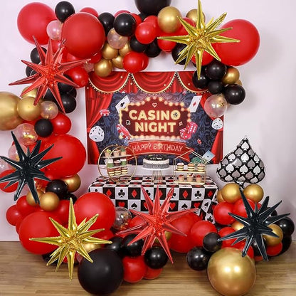 TONIFUL 8 Pcs Explosion Star Balloons Black Red Gold Foil Party Decorations | - Image 4