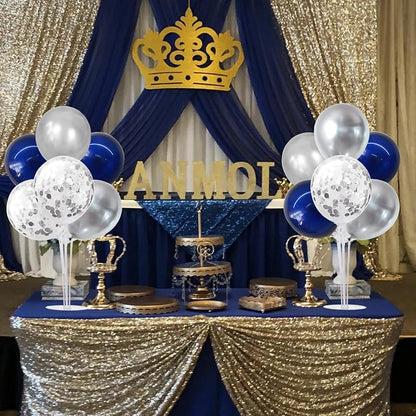 TONIFUL 4 Set Navy Blue Silver Balloon Stand Balloon Centerpieces - Image 5