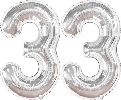 KatchOn 33 Balloon Numbers Silver 40 Inch, 33 Birthday Decorations | 33 number by KatchOn