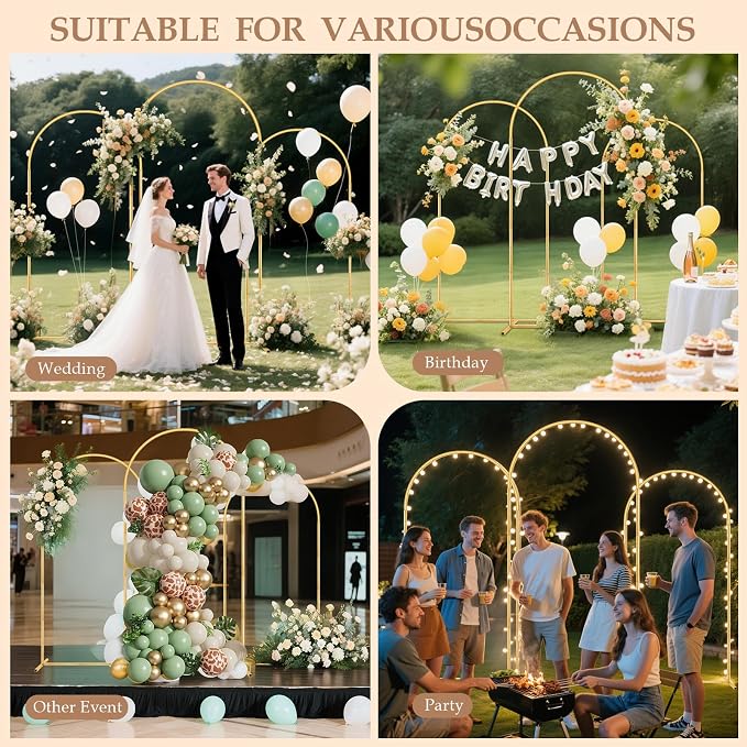 3 Pack Metal Arch Backdrop Stand Balloon Arbor Frame | Arch Stands - Image 7