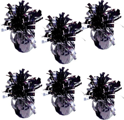 Glitter Black Balloon Weights, 6 Pack | Glitter black PET film; helium balloon - Image 2