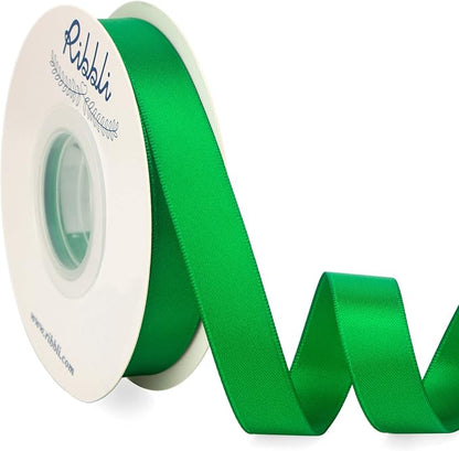 Ribbli Emerald Green Satin Ribbon 5/8 inch x Continuous 25 Yards, Double Faced by Ribbli
