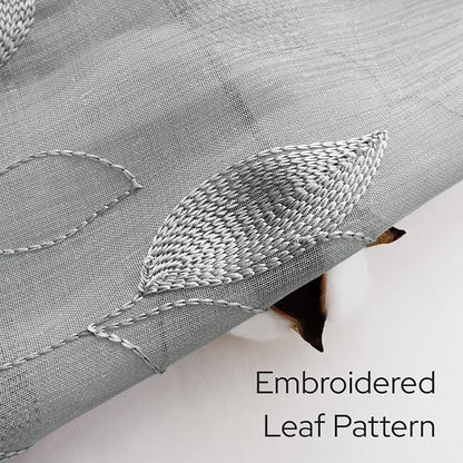 HOMEIDEAS Grey Sheer Kitchen Curtains 30 X 36 Inch Length 2 Panels Embroidered - Image 2