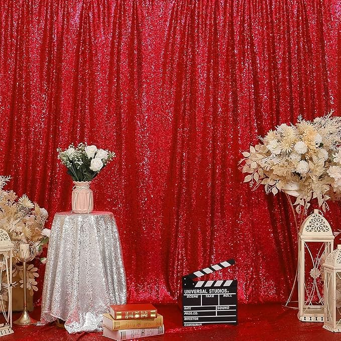 Eternal Beauty Red 3mm Sequin Backdrop 6x6 Ft - Image 7