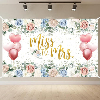 Wedding Backdrop Miss to Mrs Decorations by NIUBEHOHO