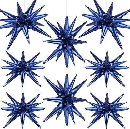 8 Pcs Navy Blue Star Balloons, 27/22 inch Explosion Foil Balloons by Wrbin