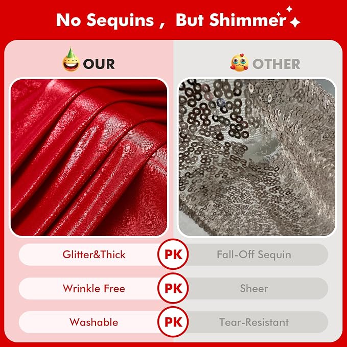 50x10ft Shimmer Red Sequin Backdrop Curtain - Image 4