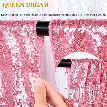 Backdrop Curtain Drapes 4 Pieces 2FTx8FT Blush Pink Wedding Backdrop | - Image 5