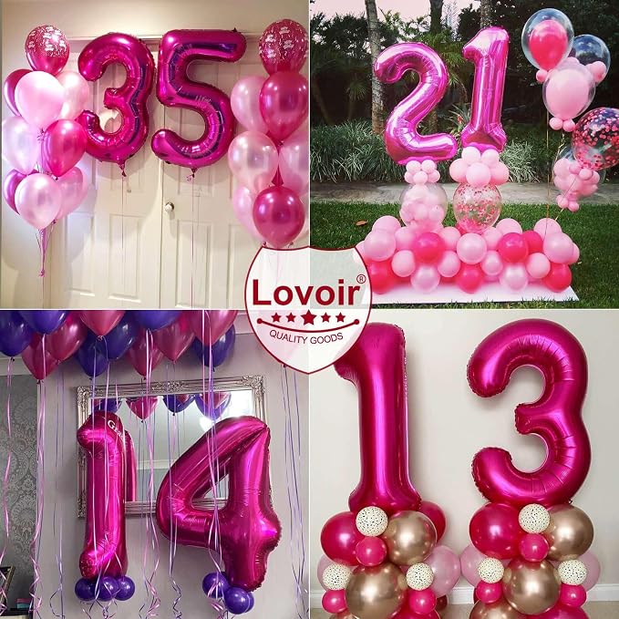 Hot Pink 40 Number Balloons, 40 Inch Giant Number 40 Balloons Foil Mylar Helium - Image 7
