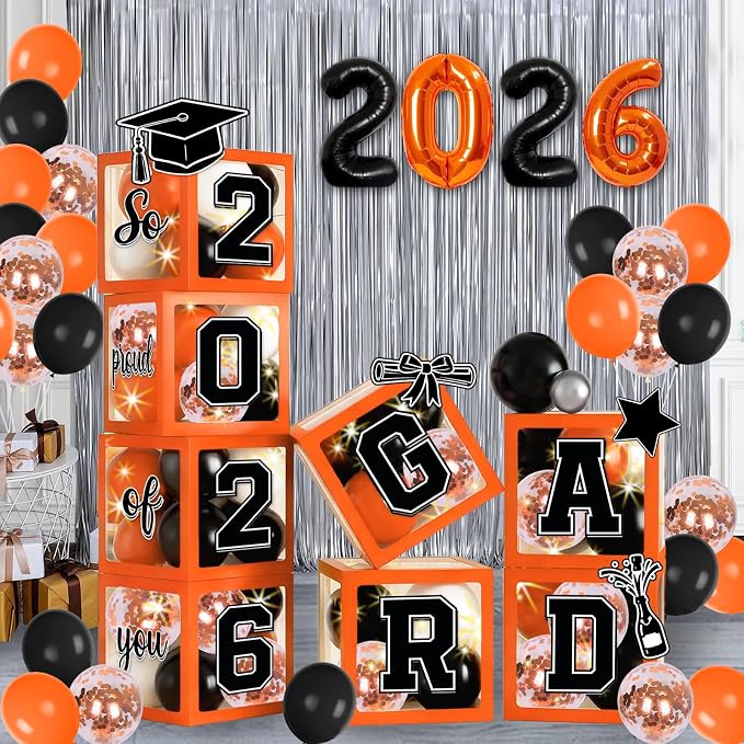2026 Graduation Balloon Boxes Decorations – Clear Balloon Box Stack - Image 3