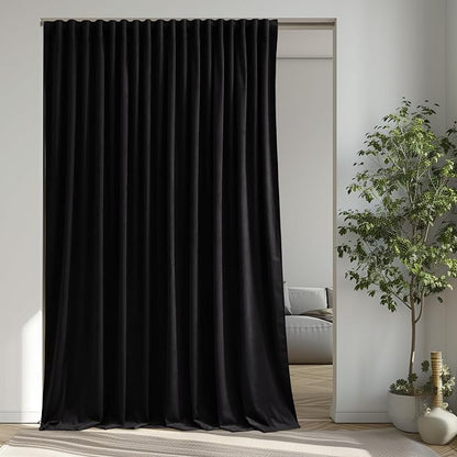 Black Velvet Theater Curtains Extra Wide Blackout Window Drapes by StangH