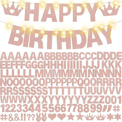 167Pcs DIY Glitter Customizable Banner Kit Custom Banner Happy Birthday Letters by WELITTCON