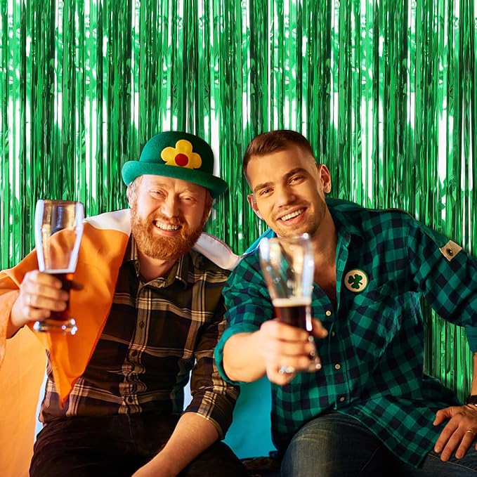 2 Pack Green Streamers Backdrop Jungle Party Decorations Foil Fringe Backdrop - Image 6