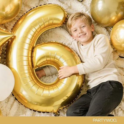 PartyWoo Number Balloons 40 Inch Gold Number 6 Kit 25pcs - Image 3
