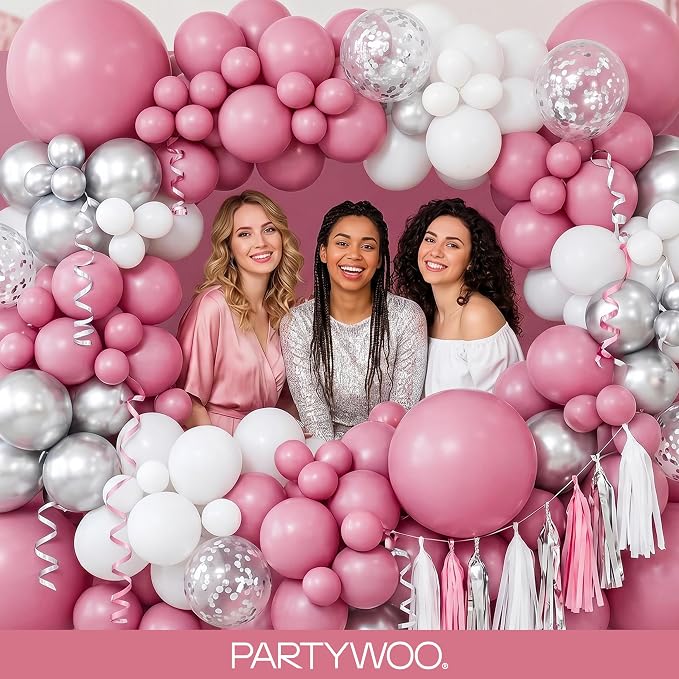 PartyWoo Mauve Dusty Balloons 140pcs Pink Rose Color 18 12 10 5 Inch | 18 12 10 - Image 5