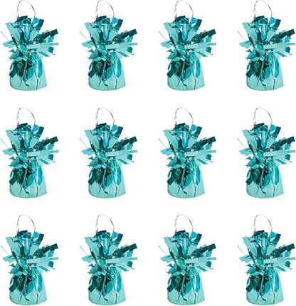 Beistle 50804 12-Piece LB Metallic Wrapped Balloon Weights, Light Blue by Beistle