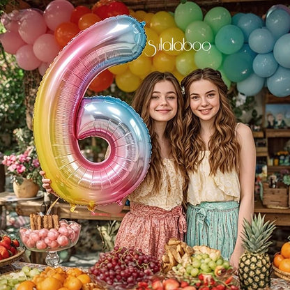Rainbow Gradient Number 6 Balloon 40 Inch Big Large Balloons 0-9 | 6th Helium - Image 3