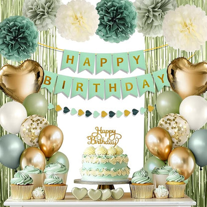 Sage Green Happy Birthday Party Decorations - Image 7