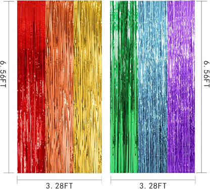 2 Pack Rainbow Backdrop Party Decorations Tinsel Curtain Party Streamer Foil - Image 7