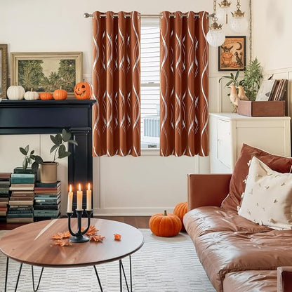 NICETOWN Fall Burnt Orange Blackout Curtain Panels - Image 2