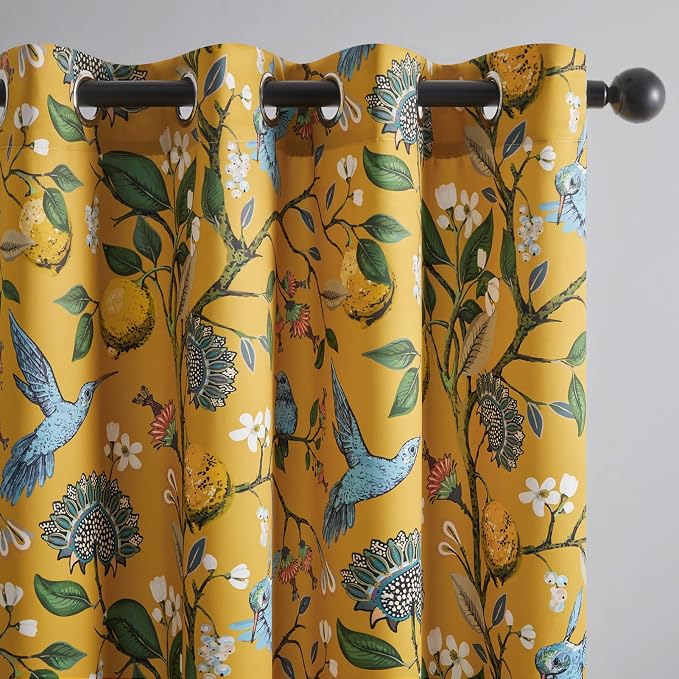 Topfinel 100 Inches Long Mustard Yellow Luxury Curtains by Topfinel