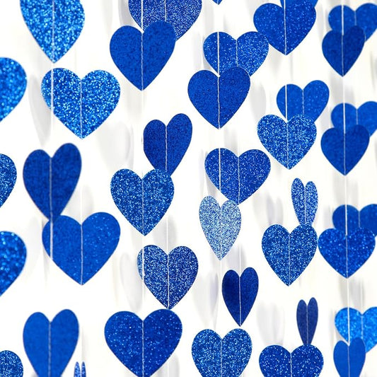 Royal Blue Party-Decoration Heart Garland - 52ft 21st Birthday Bachelorette by LastingSurprise