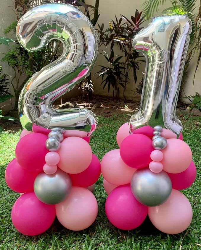 40 Inch Silver 45 Balloons Giant Number 45 Balloons Silver 45 Birthday Balloons - Image 7