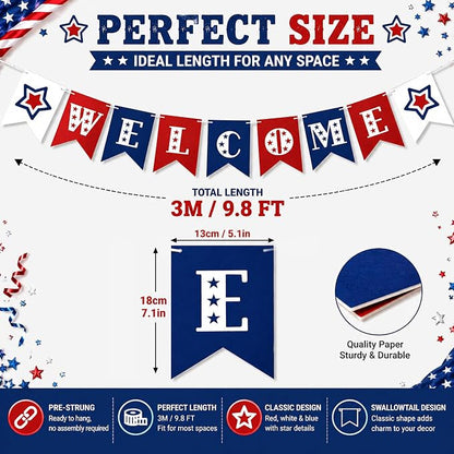 Patriotic Welcome Banner for 4th of July Decorations | Welcome Decorations for - Image 2