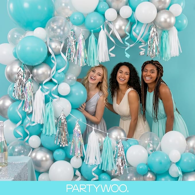 PartyWoo Teal Balloons 100pcs Turquoise Dark Teal Color 5 Inch | 36 18 12 10 5 - Image 5