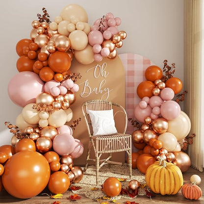 Fall Balloon Arch Kit for Little Pumpkin Baby Shower Decorations | Pink Burnt by CROSSFINGERS