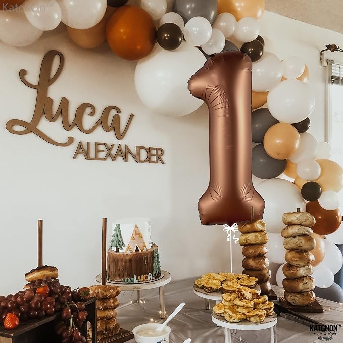 KatchOn Number 1 Balloon For 1st Birthday Decorations, 40 Inch | Foil Brown One - Image 7