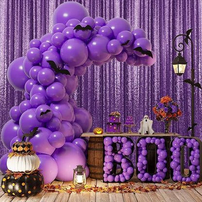 2×8FT-4PCS Purple Sequin Backdrop Curtains Panels, Photography Backdrop Glitter - Image 2