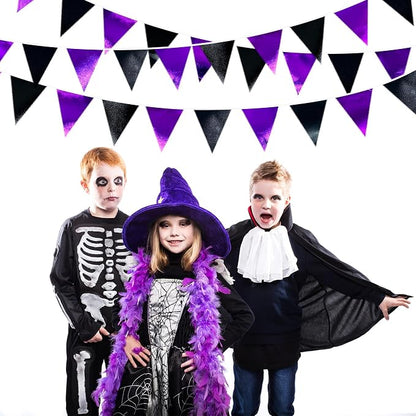 Purple and Black Party Decorations Metallic Fabric Triangle Pennant Banner Flag - Image 7