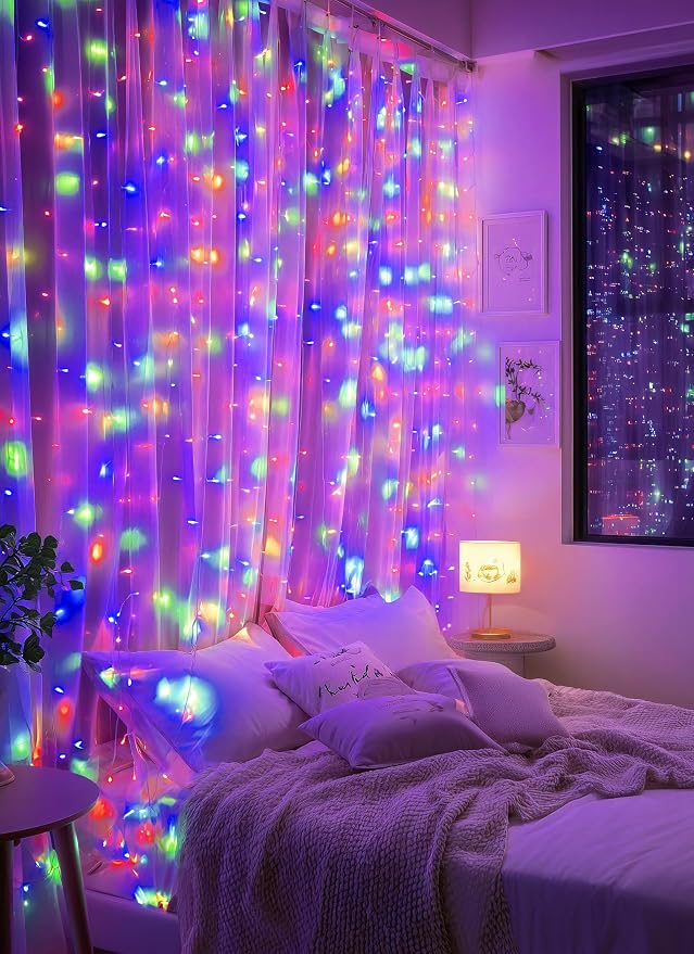 Brightown 300 LED Fairy Curtain Lights, 9.8ft x 9.8ft String Lights | - Image 4