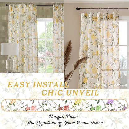French Country Farmhouse Sheer Curtains - Image 7