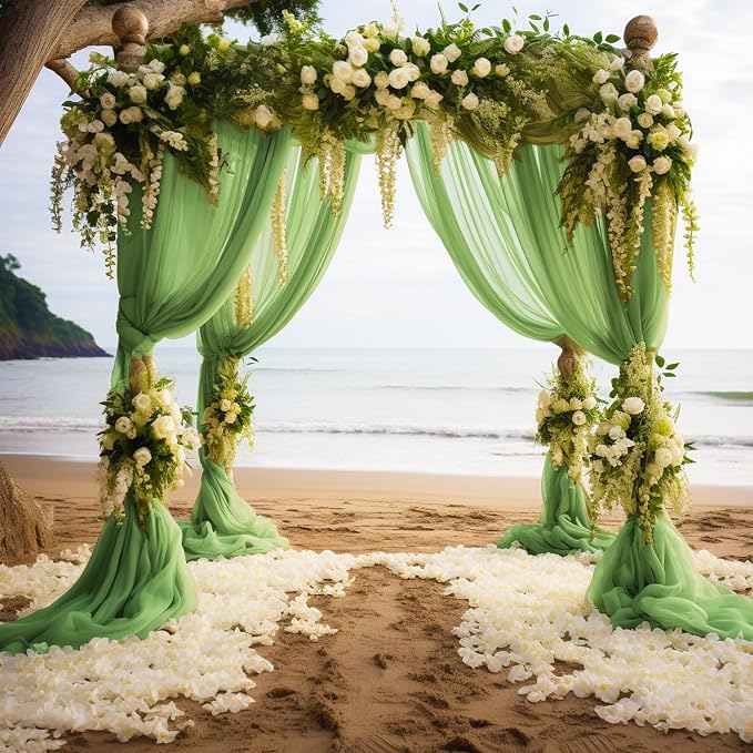 Wedding Arch Draping Fabric Backdrop Drapes 4 Panels, Sage Green | 28.7"x20FT - Image 6