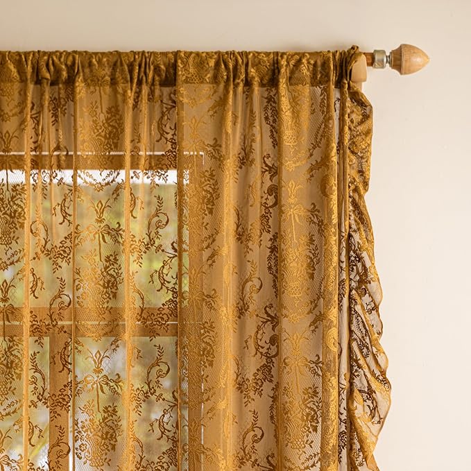 Deeprove Sheer Gold Lace Curtains - Image 4